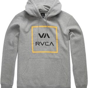 RVCA Gray and Yellow Logo Hoodie